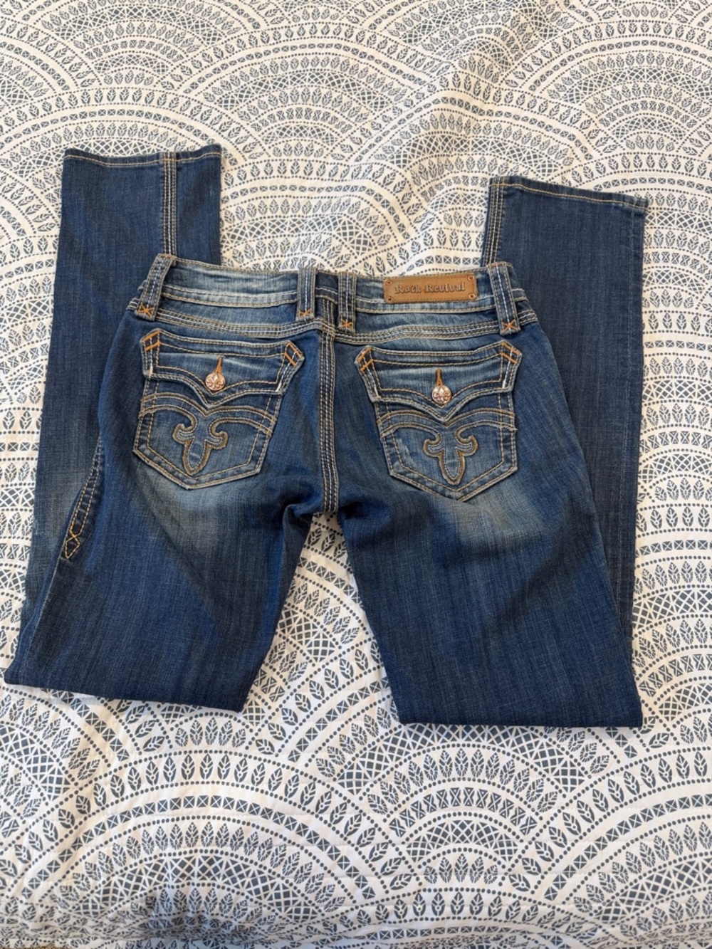 Rock Revival Women’s Dark Blue Debbie Jeans with Embroidered Back Pockets